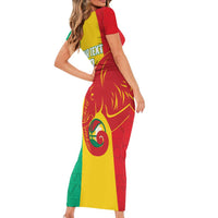 Guinea Basketball Custom Family Matching Short Sleeve Bodycon Dress and Hawaiian Shirt Syli Nationale African Pattern - Wonder Print Shop