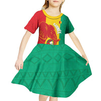 Guinea Basketball Custom Kid Short Sleeve Dress Syli Nationale African Pattern - Wonder Print Shop