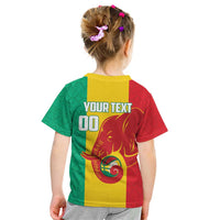 Guinea Basketball Custom Kid T Shirt Syli Nationale African Pattern - Wonder Print Shop