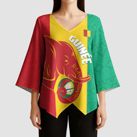 Guinea Basketball Custom Kimono Sleeve Blouse Syli Nationale African Pattern - Wonder Print Shop