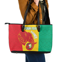 Guinea Basketball Custom Leather Tote Bag Syli Nationale African Pattern - Wonder Print Shop