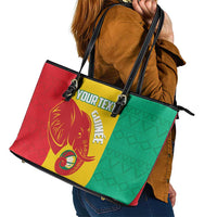 Guinea Basketball Custom Leather Tote Bag Syli Nationale African Pattern - Wonder Print Shop