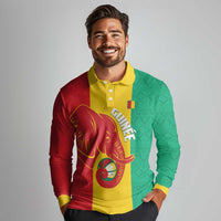 Guinea Basketball Custom Long Sleeve Polo Shirt Syli Nationale African Pattern - Wonder Print Shop