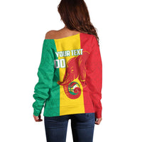 Guinea Basketball Custom Off Shoulder Sweater Syli Nationale African Pattern - Wonder Print Shop