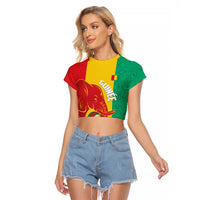 Guinea Basketball Custom Raglan Cropped T Shirt Syli Nationale African Pattern - Wonder Print Shop