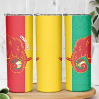 Guinea Basketball Custom Skinny Tumbler Syli Nationale African Pattern - Wonder Print Shop
