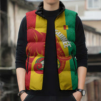 Guinea Basketball Custom Sleeveless Puffer Jacket Syli Nationale African Pattern - Wonder Print Shop