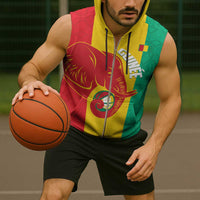 Guinea Basketball Custom Sleeveless Zip Hoodie Syli Nationale African Pattern - Wonder Print Shop