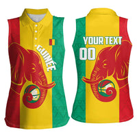 Guinea Basketball Custom Women Sleeveless Polo Shirt Syli Nationale African Pattern - Wonder Print Shop