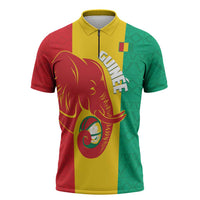 Guinea Basketball Custom Zipper Polo Shirt Syli Nationale African Pattern - Wonder Print Shop