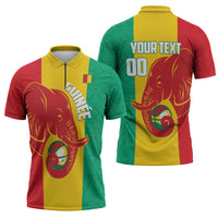 Guinea Basketball Custom Zipper Polo Shirt Syli Nationale African Pattern - Wonder Print Shop