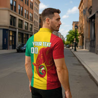 Guinea Basketball Custom Zipper Polo Shirt Syli Nationale African Pattern - Wonder Print Shop