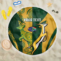 South Africa Australia Rugby Custom Beach Blanket Springboks Wallabies Together - Wonder Print Shop