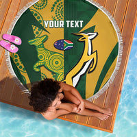 South Africa Australia Rugby Custom Beach Blanket Springboks Wallabies Together - Wonder Print Shop
