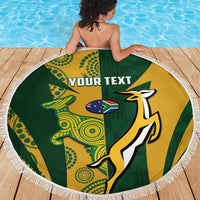 South Africa Australia Rugby Custom Beach Blanket Springboks Wallabies Together - Wonder Print Shop