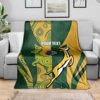 South Africa Australia Rugby Custom Blanket Springboks Wallabies Together - Wonder Print Shop