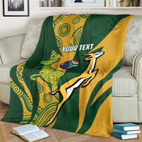 South Africa Australia Rugby Custom Blanket Springboks Wallabies Together - Wonder Print Shop