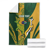 South Africa Australia Rugby Custom Blanket Springboks Wallabies Together - Wonder Print Shop