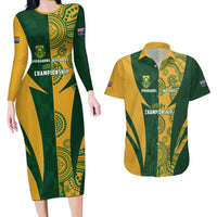 South Africa Australia Rugby Custom Couples Matching Long Sleeve Bodycon Dress and Hawaiian Shirt Springboks Wallabies Together - Wonder Print Shop