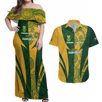 South Africa Australia Rugby Custom Couples Matching Off Shoulder Maxi Dress and Hawaiian Shirt Springboks Wallabies Together - Wonder Print Shop