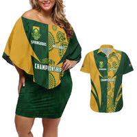 South Africa Australia Rugby Custom Couples Matching Off Shoulder Short Dress and Hawaiian Shirt Springboks Wallabies Together - Wonder Print Shop