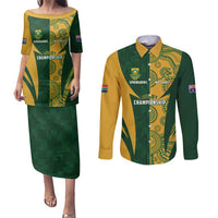 South Africa Australia Rugby Custom Couples Matching Puletasi and Long Sleeve Button Shirt Springboks Wallabies Together - Wonder Print Shop