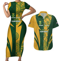 South Africa Australia Rugby Custom Couples Matching Short Sleeve Bodycon Dress and Hawaiian Shirt Springboks Wallabies Together - Wonder Print Shop
