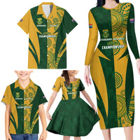 South Africa Australia Rugby Custom Family Matching Long Sleeve Bodycon Dress and Hawaiian Shirt Springboks Wallabies Together - Wonder Print Shop