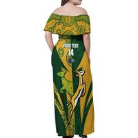 South Africa Australia Rugby Custom Family Matching Off Shoulder Maxi Dress and Hawaiian Shirt Springboks Wallabies Together - Wonder Print Shop