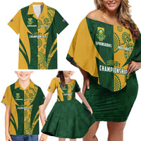 South Africa Australia Rugby Custom Family Matching Off Shoulder Short Dress and Hawaiian Shirt Springboks Wallabies Together - Wonder Print Shop