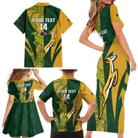 South Africa Australia Rugby Custom Family Matching Short Sleeve Bodycon Dress and Hawaiian Shirt Springboks Wallabies Together - Wonder Print Shop