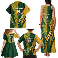 South Africa Australia Rugby Custom Family Matching Tank Maxi Dress and Hawaiian Shirt Springboks Wallabies Together - Wonder Print Shop