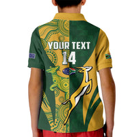 South Africa Australia Rugby Custom Kid Polo Shirt Springboks Wallabies Together - Wonder Print Shop