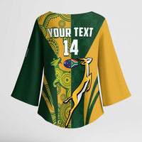 South Africa Australia Rugby Custom Kimono Sleeve Blouse Springboks Wallabies Together - Wonder Print Shop