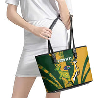 South Africa Australia Rugby Custom Leather Tote Bag Springboks Wallabies Together - Wonder Print Shop