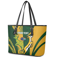 South Africa Australia Rugby Custom Leather Tote Bag Springboks Wallabies Together - Wonder Print Shop