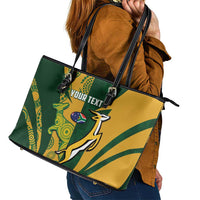 South Africa Australia Rugby Custom Leather Tote Bag Springboks Wallabies Together - Wonder Print Shop
