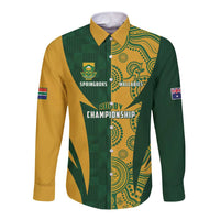 South Africa Australia Rugby Custom Long Sleeve Button Shirt Springboks Wallabies Together - Wonder Print Shop