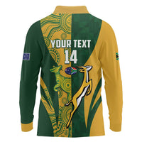 South Africa Australia Rugby Custom Long Sleeve Polo Shirt Springboks Wallabies Together - Wonder Print Shop