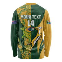 South Africa Australia Rugby Custom Long Sleeve Shirt Springboks Wallabies Together - Wonder Print Shop