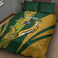 South Africa Australia Rugby Custom Quilt Bed Set Springboks Wallabies Together - Wonder Print Shop