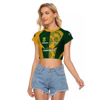 South Africa Australia Rugby Custom Raglan Cropped T Shirt Springboks Wallabies Together - Wonder Print Shop