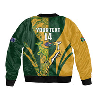 South Africa Australia Rugby Custom Sleeve Zip Bomber Jacket Springboks Wallabies Together - Wonder Print Shop