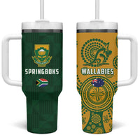South Africa Australia Rugby Tumbler With Handle Springboks Wallabies Together - Wonder Print Shop