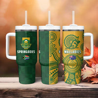 South Africa Australia Rugby Tumbler With Handle Springboks Wallabies Together - Wonder Print Shop