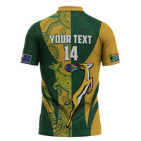 South Africa Australia Rugby Custom Zipper Polo Shirt Springboks Wallabies Together - Wonder Print Shop