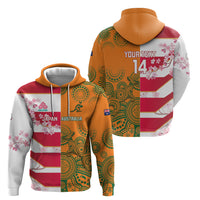 Australia and Japan Rugby Custom Hoodie Wallabies Brave Blossoms Together
