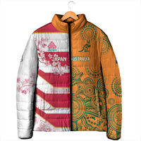 Australia and Japan Rugby Custom Padded Jacket Wallabies Brave Blossoms Together