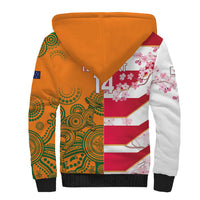 Australia and Japan Rugby Custom Sherpa Hoodie Wallabies Brave Blossoms Together