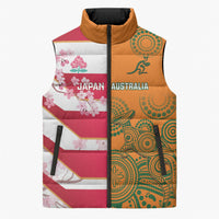 Australia and Japan Rugby Custom Sleeveless Puffer Jacket Wallabies Brave Blossoms Together